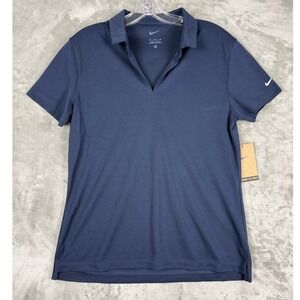 Nike Womens Navy Blue Move to Zero V-Neck Golf Polo Shirt Medium NEW
